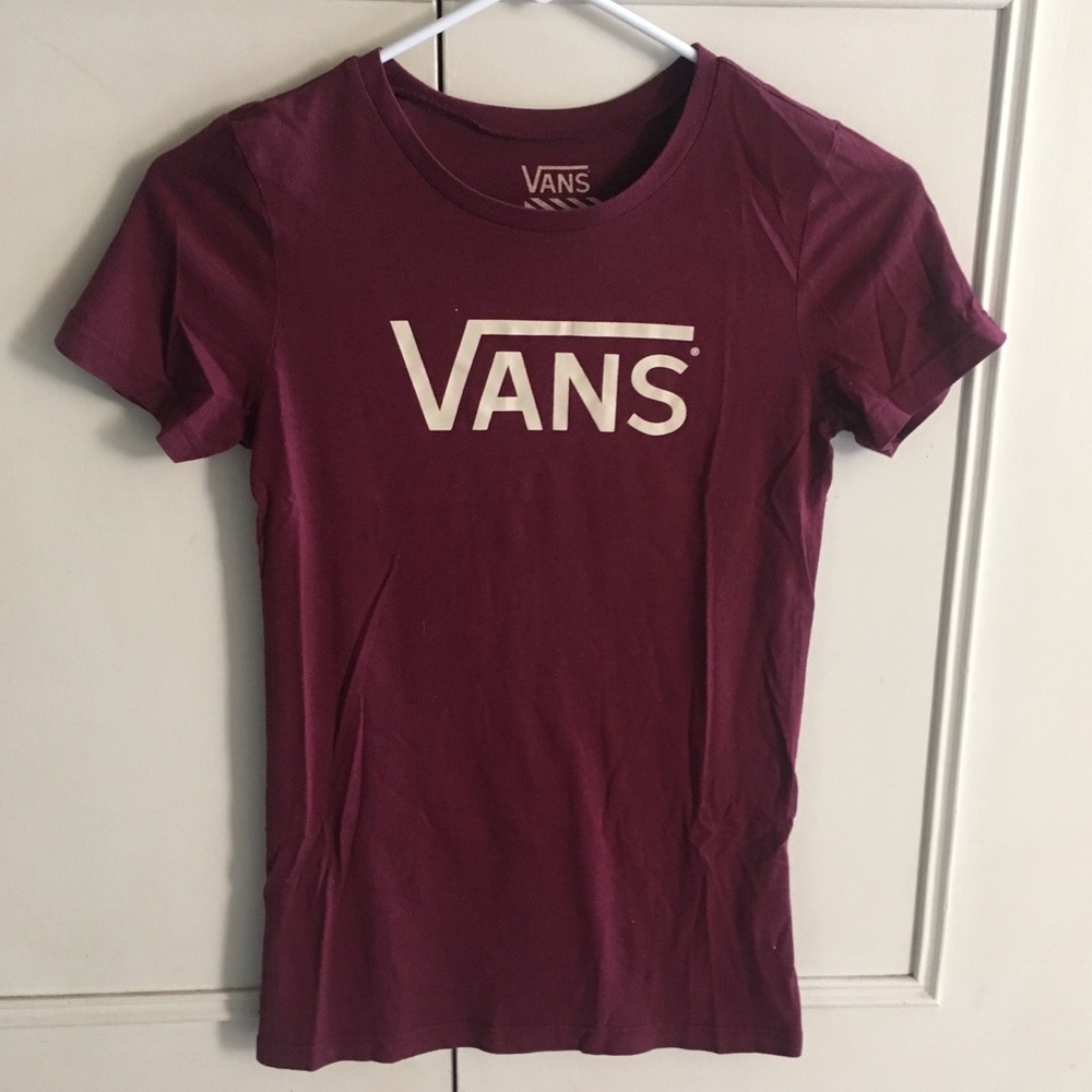 Burgundy vans fitted t shirt